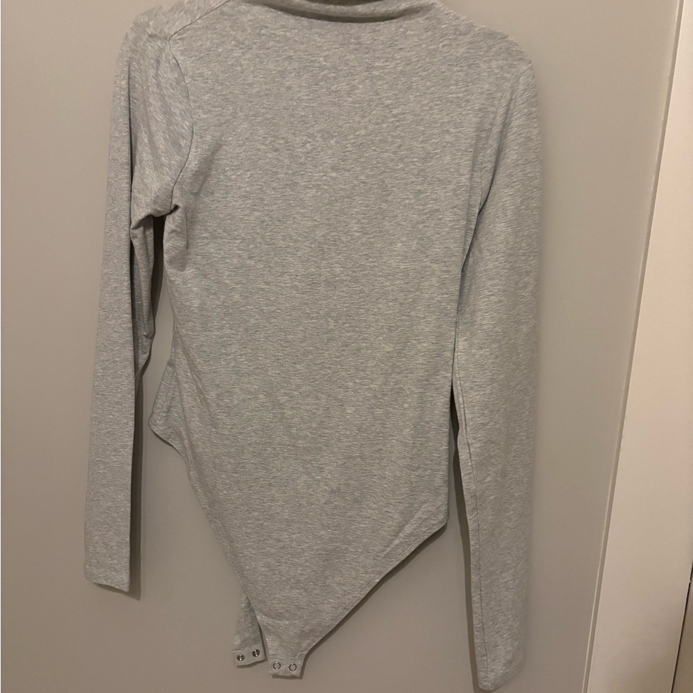 Good American Long Sleeve Heather Gray Bodysuit